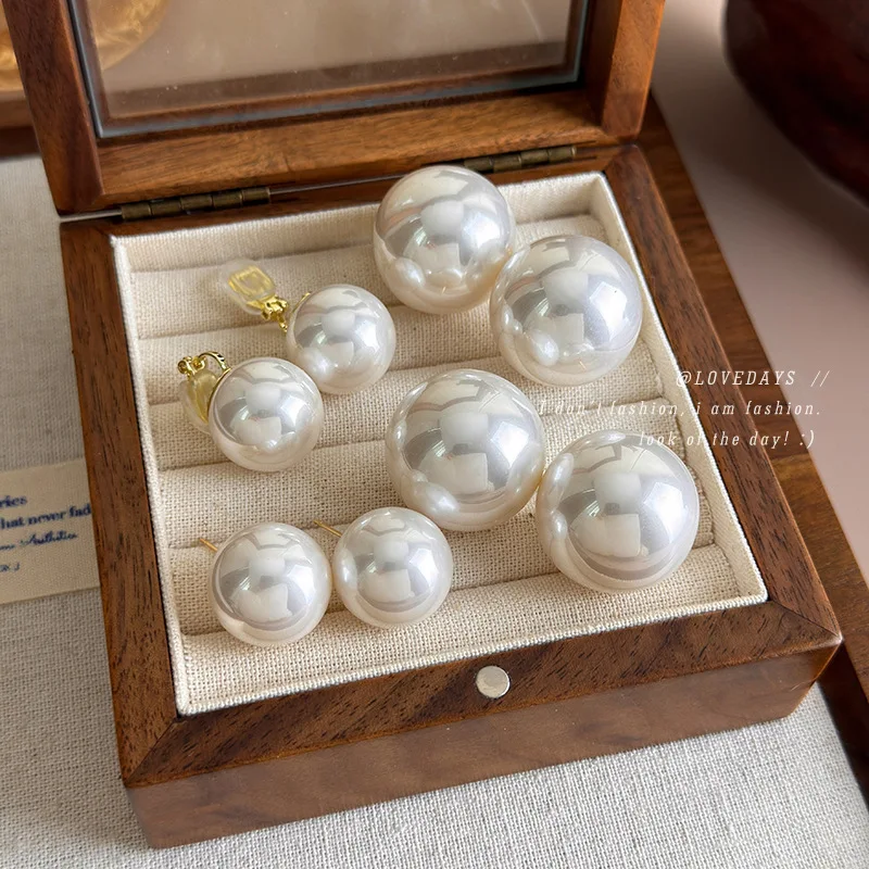 Pearl Stud Earrings Large Luster Vintage Hong Kong Style Bold Statement Chunky Comfortable Lightweight Elegant Daily Jewelry