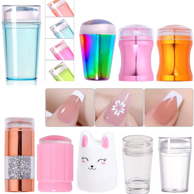 รอบซิลิโคน Stamper โปร่งใสวุ้นซิลิโคนสําหรับเล็บฝรั่งเศส Art แฟชั่นภาพ DIY เล็บพิมพ์ Transfer เครื่องมือ YZ # 7