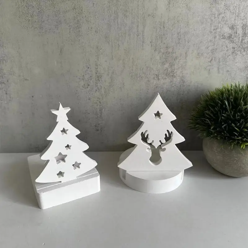 Christmas Tree Mold Silicone Candle Holder Mold Tree Tealight Candle Holder Plaster Moulds Ornaments  DIYs home Decoration Mold