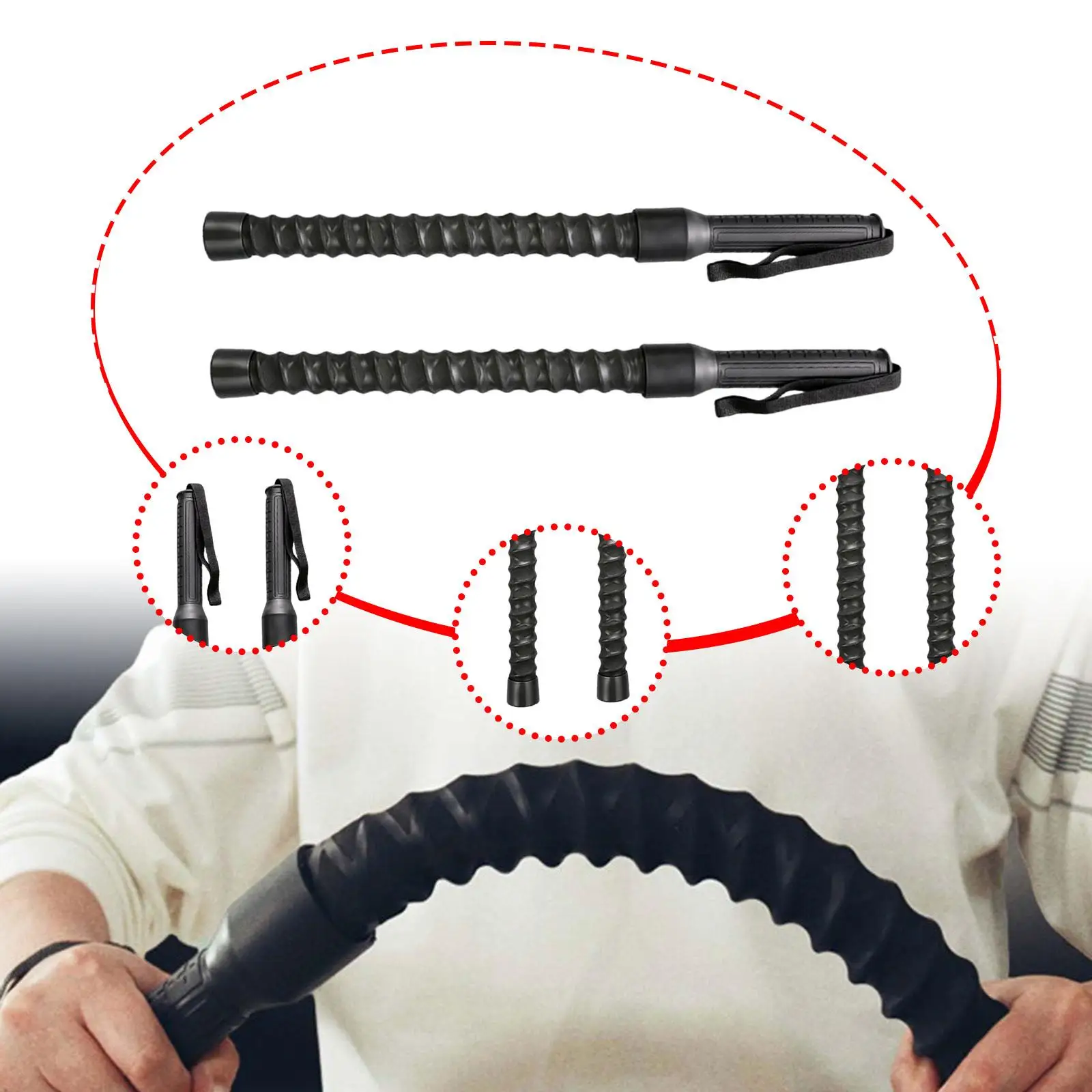 

2 Pieces Ropeless Battle Ropes Portable Non Slip Handle Fitness Equipment Workout Bar for Workout Training Exercise Outdoor