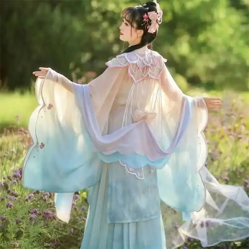 Vestido Largo Original Ming Hanfu Mamianqun con Estampado de Loto para Mujer, Elegante Traje Chino Antiguo Fluido, Nuevo Conjunto Completo de Otoño