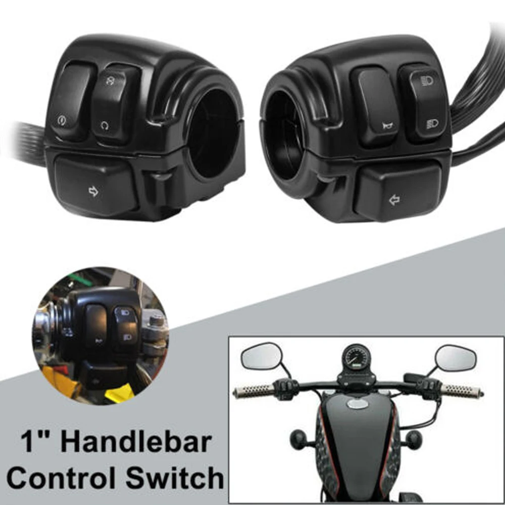 

Motorcycle Black 1" 25mm Handlebar Turn Signal Control Switch For 1996-2012 Harley XL883 Sportster Dyna V-ROD Softail