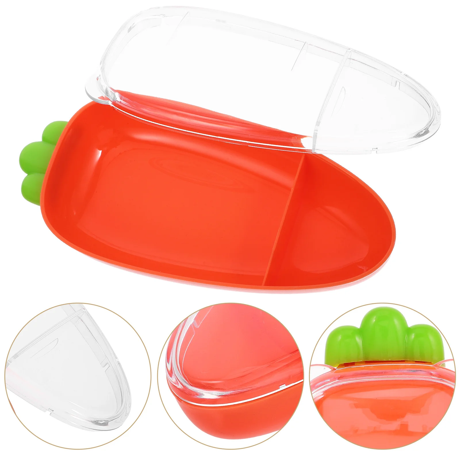 

Reusable 2-Compartment Divided Snack Box ABS Plastic Clear Container Lid Fresh Keeping Snack Storage Box for Picnic Office