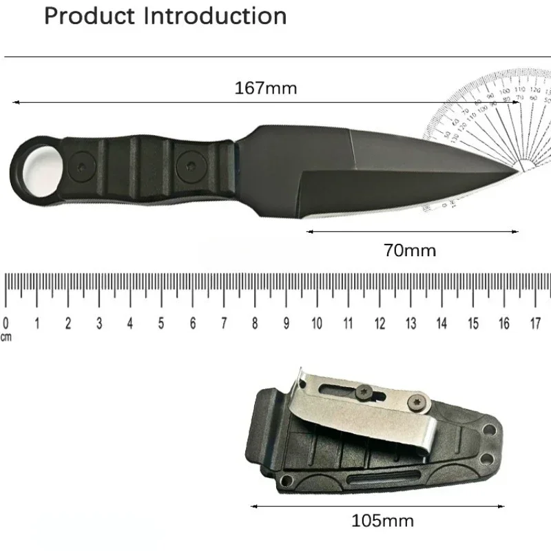 2024 Mini cuchillo recto de aventura para acampar al aire libre, cuchillo de supervivencia de autodefensa portátil edc con funda K, alta dureza