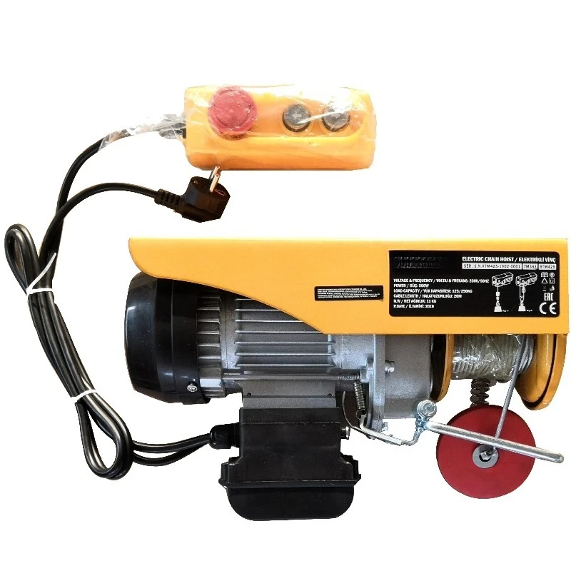 New Single Phase 1200kg Steel Electric Mini Hoist Winch with Wire Rope 220V
