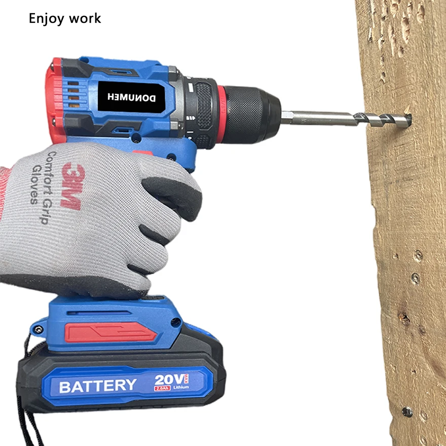 DONUMEH 20V Cordless Brushless Electric Drill Electric Screwdriver Big Torque  Metal Collet Rechargeable Lithium Battery