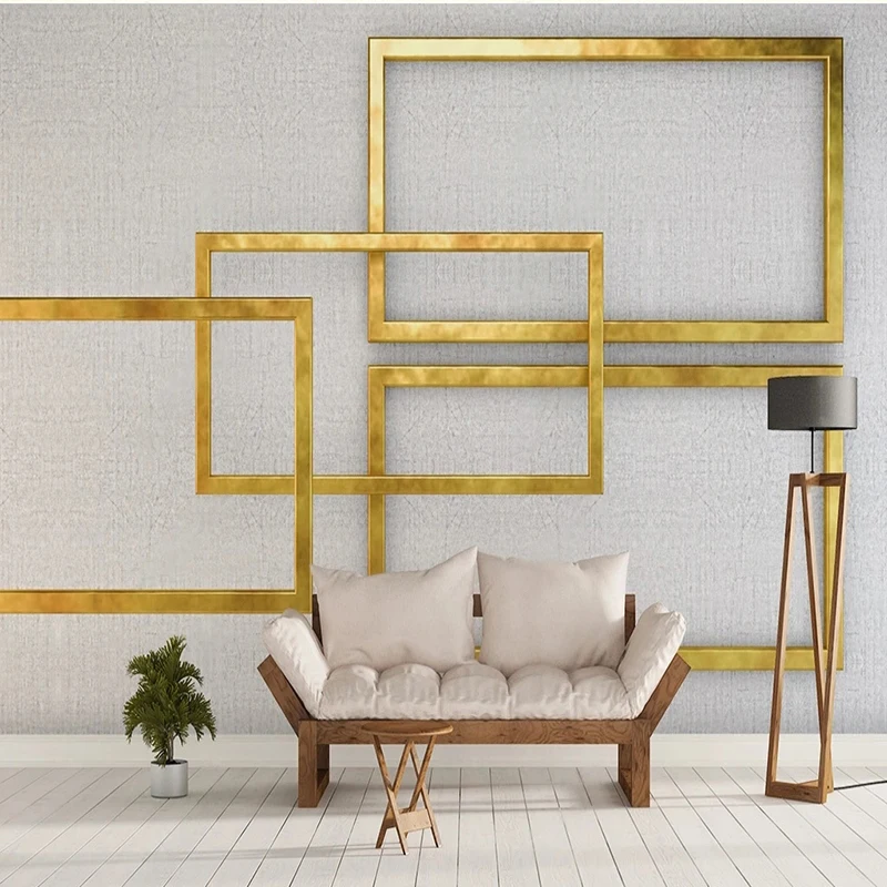 

Custom Any Mural Wallpaper 3D Stereo Geometry Gold Modern Fresco European Style Living Room Bedroom Background Wall Decor Mural