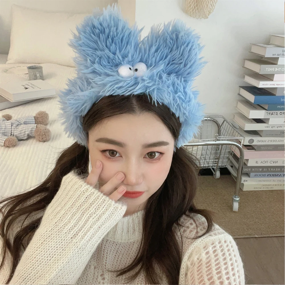 Cute Sweet Fashion Wash Face Headbands Women Coral Fleece Hair Bands Plush Turban Headwrap Soft Warm Elastic Hair Accessories