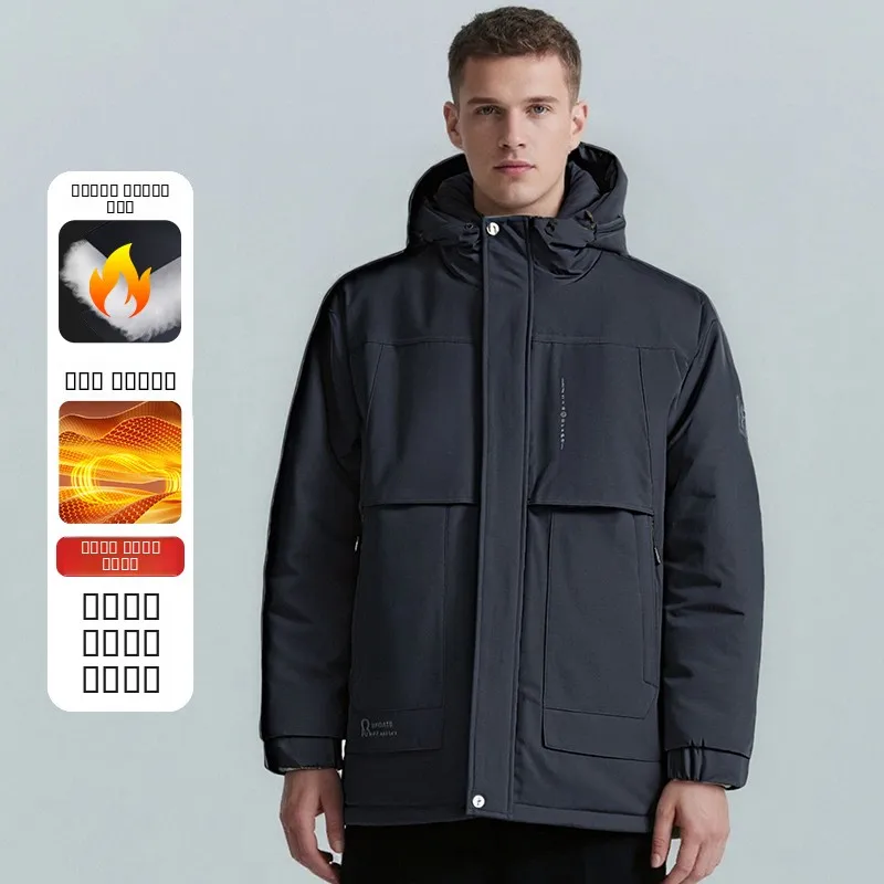 

Зимний хлопковый джет Thiened, мужской модный теплый съемный капюшон Busin Gentleman Sle, подходит для волокна из полиэфирного волокна