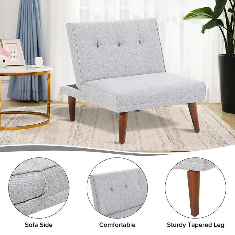 Comfy Mini Couches, Small Recliner Futon Chair with Adjustable Backrest, Armless Living Room Couch for Small Space, Bedroom, Hom