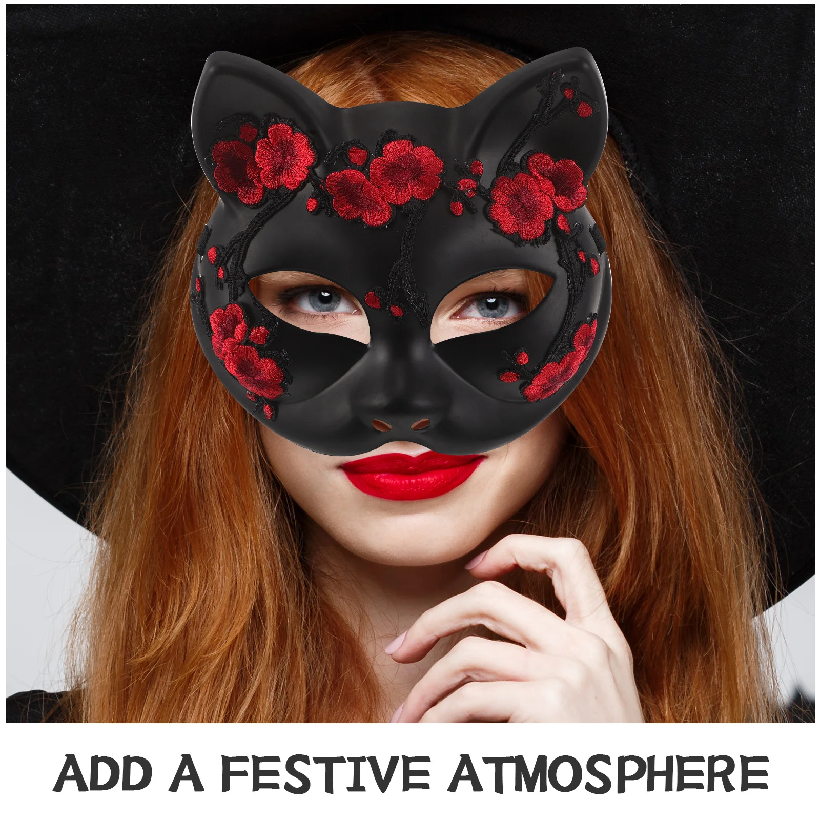 

Halloween Fox Mask Animal Half Face Mask Plastic Cat Face Cover For Women Party Cosplay Masquerade Carnival Decoration