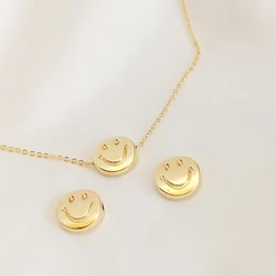 10 pieces 10mm copper-clad gold smiling face straight hole Beaded pendant DIY hand jewelry Hair Bracelet accessories materials