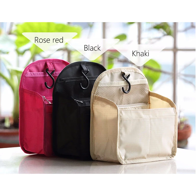 Bolsa organizadora de maquillaje TINBERON, mochila de tela Oxford impermeable, forro de inserción, bolsas de almacenamiento de cosméticos portátiles multifunción