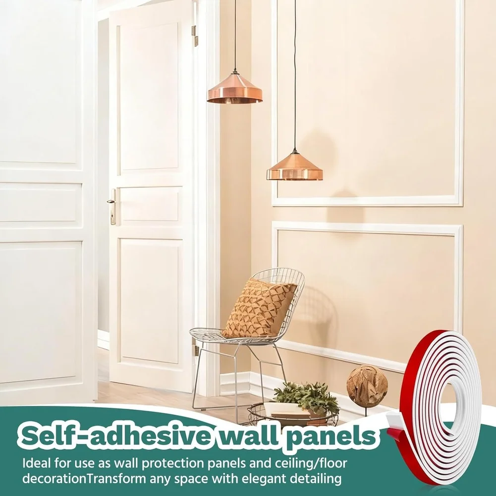 Self TPE Wall Trim Strip 5 meters Long 32mm Wide for Interior Wall Edge Protection and Decorative Panel Borders