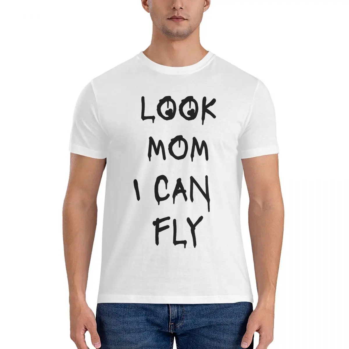 Look Mom I Can Fly T Shirts Men Pure Cotton Vintage T-Shirts Crewneck A-Astroworld Tee Shirt Short Sleeve Tops Adult