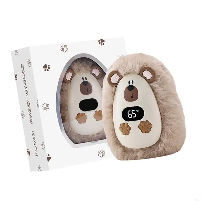 USB Rechargeable Plush Hand Warmer with 3 Levels Temperature Control Quick Warmth Heating Device for Home Office Use B95B