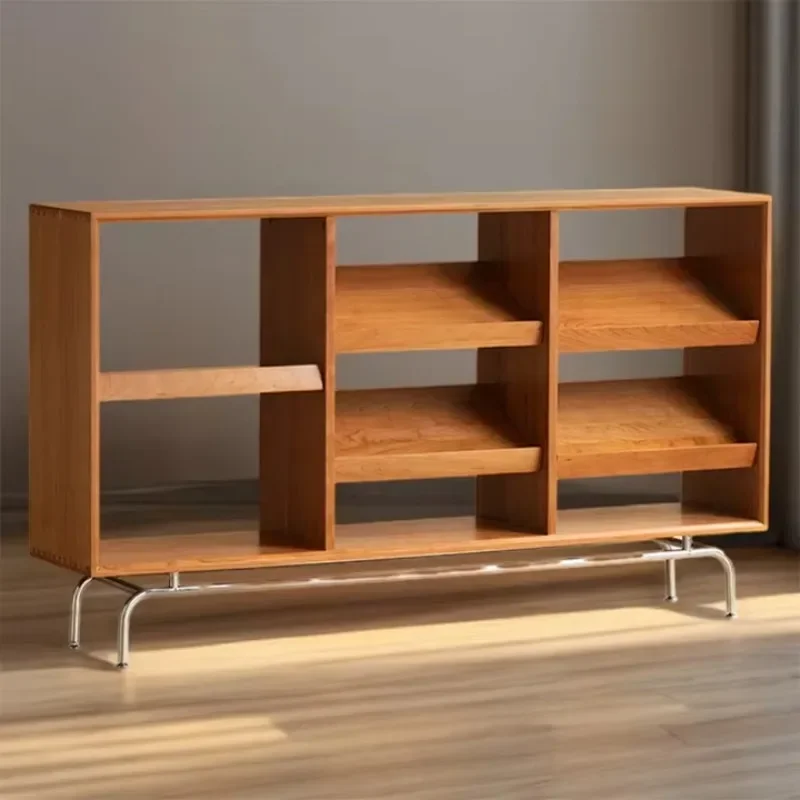 Modern solid wood bookcase, open, with large storage capacity, designed for learning