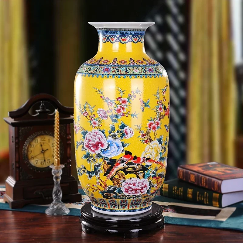 Jingdezhen Antique Porcelain Enamel Fish Tail Shape Vase Large Classical Chinese Mansion Decoration Magnificent Ornament