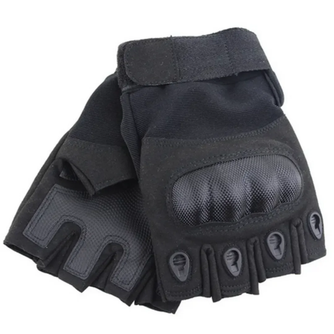 Guantes de medio dedo antideslizantes para exteriores, guantes tácticos para deportes, tiro, caza, Airsoft, motocicleta, negro