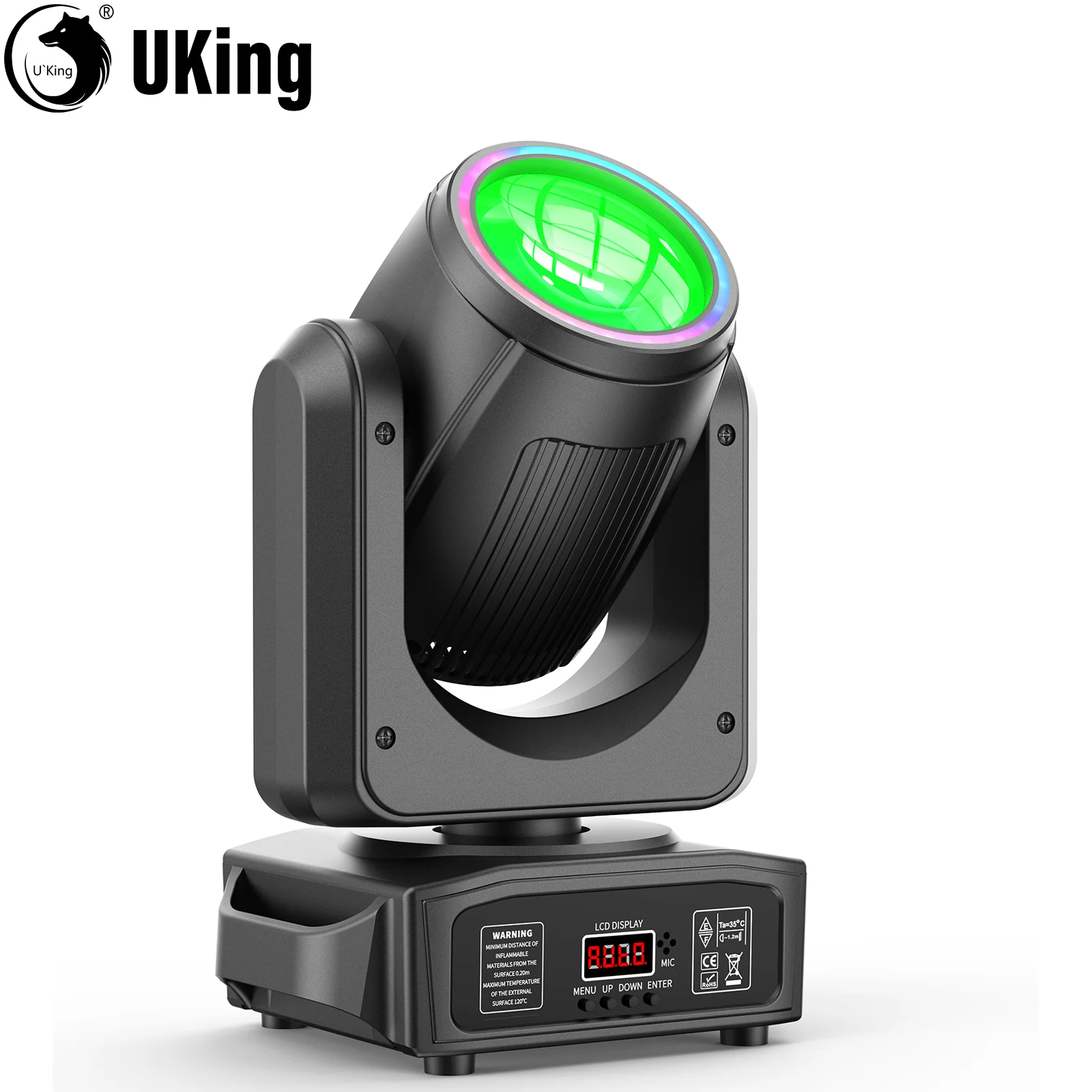 

U'King 150 Вт Белый светодиодный и RGB Halo с подвижной головкой 18 призмен 7 + 1 цвет и гобо DJ Light сценический свет DMX для свадебной вечеринки, бара, КТВ-шоу
