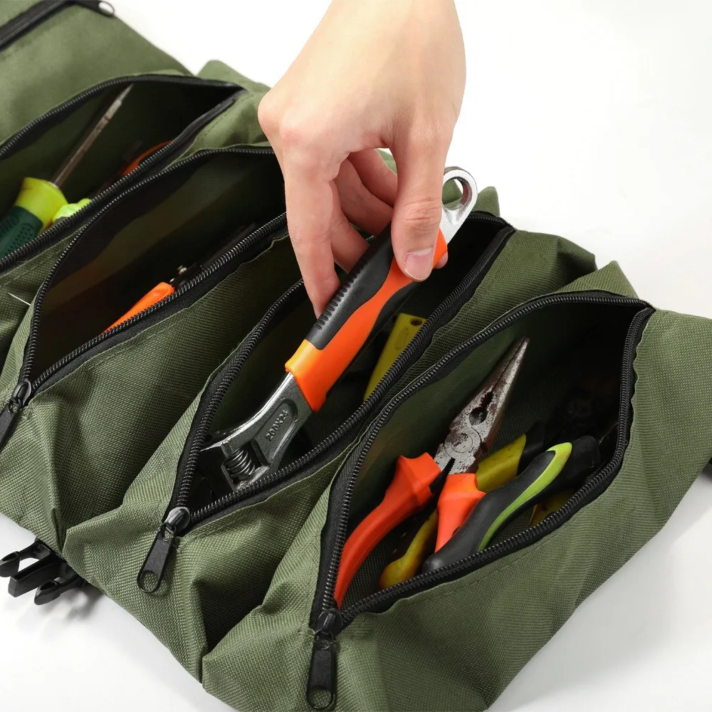 Kit di attrezzi impermeabili resistenti da 1 pezzo Design arrotolabile con 6 buste per attrezzi per organizzare utensili manuali e piccoli utensili