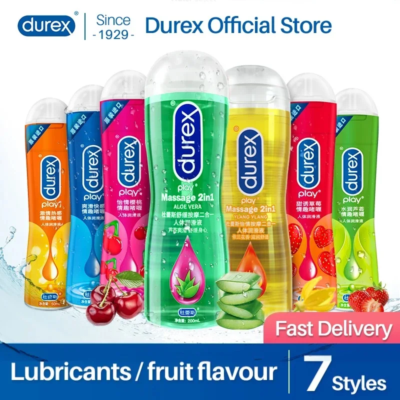 Lubricante Durex a base de fruta, 50/200ml, lubricante a base de agua, masaje, orgasmo, Anal, Vaginal, tienda sexual íntima, juguetes para adultos para parejas