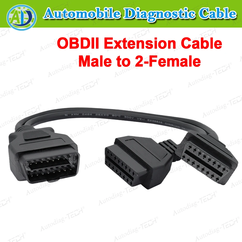 

Удлинительный кабель OBD2 40 см, разветвитель «папа» на двойной «мама» Y 1-2 OBD OBD2 16-контактный кабель-адаптер, диагностический кабель, прямой кабель J1962 «папа»