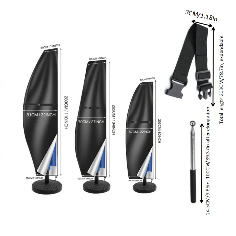 Outdoor Sunshade Umbrella Dust Cover Banana-Shaped Umbrella Cover 420D Telescopic Pole with Windproof Straps