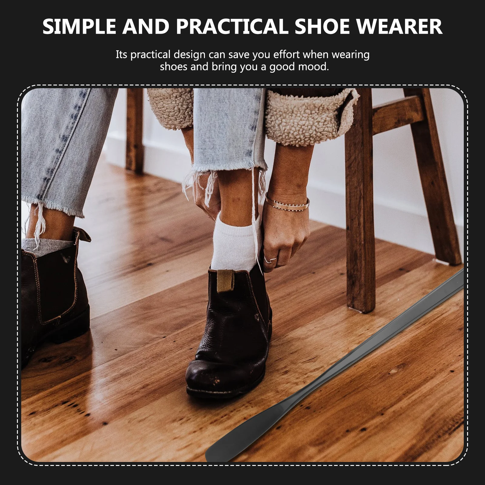 

Long Handle Wooden Shoehorn Tool Lightweight Shoe Lifter for Home Use Comfortable Smooth Surface Portable Shoehorn for Elderly