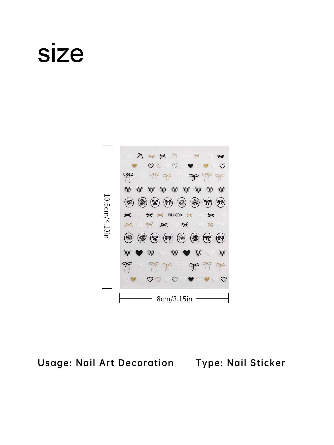 1/2 stuks minimalistische high-end nagelstickers, veelzijdig plat ontwerp, uitgeholde hartvormige strik nagelstickers, doe-het-zelf decoratie