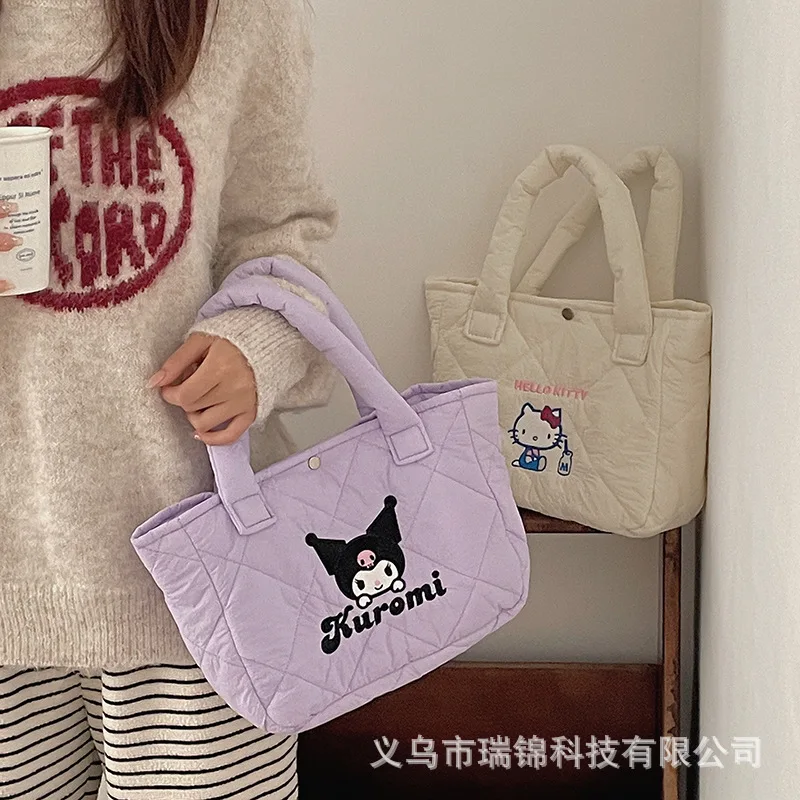 

Kuromi Cosmetic Bag Sanrios Cute Cartoon Handbag Embroidery Cinnamoroll My Melody Kawaii Cartoon Small Square Bag Student Girl