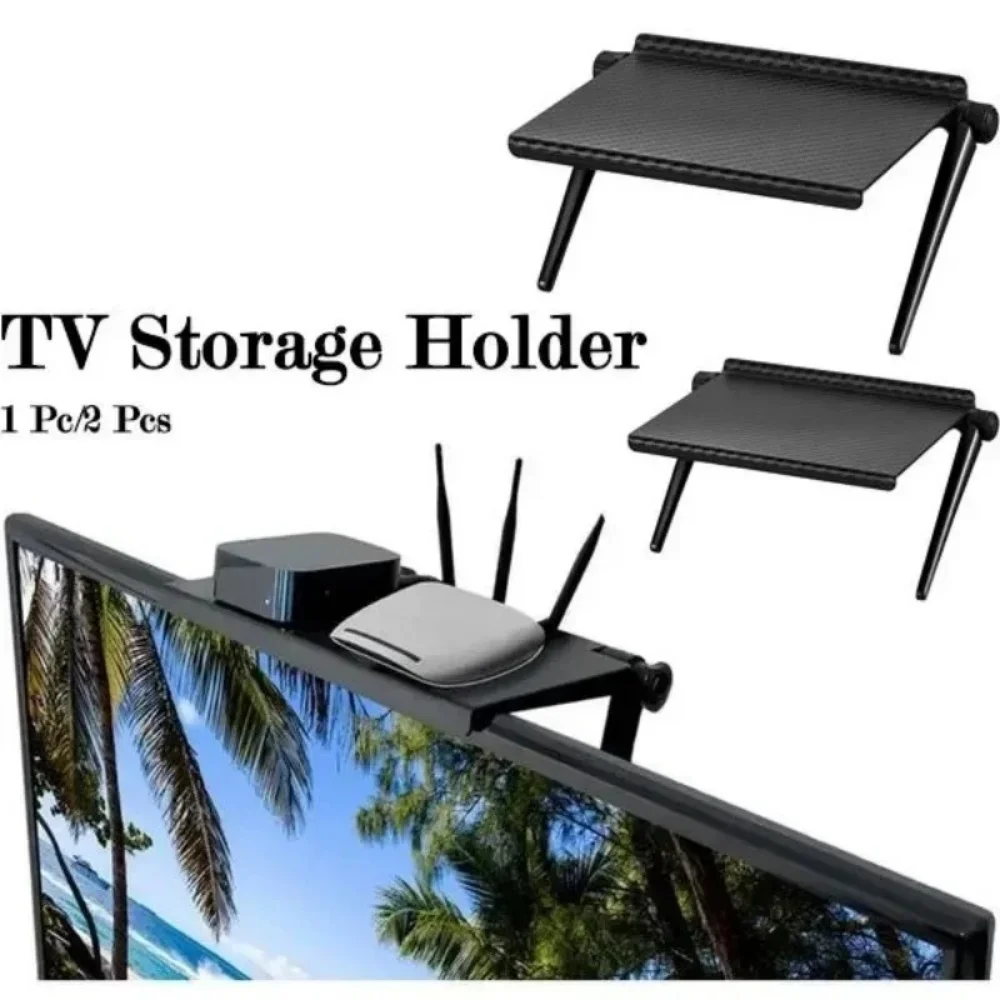 Adjustable TV Screen Top Shelf Racks Computer Monitor Desktop Display Stand TV Rack Router Storage Rack Remote Control Holders