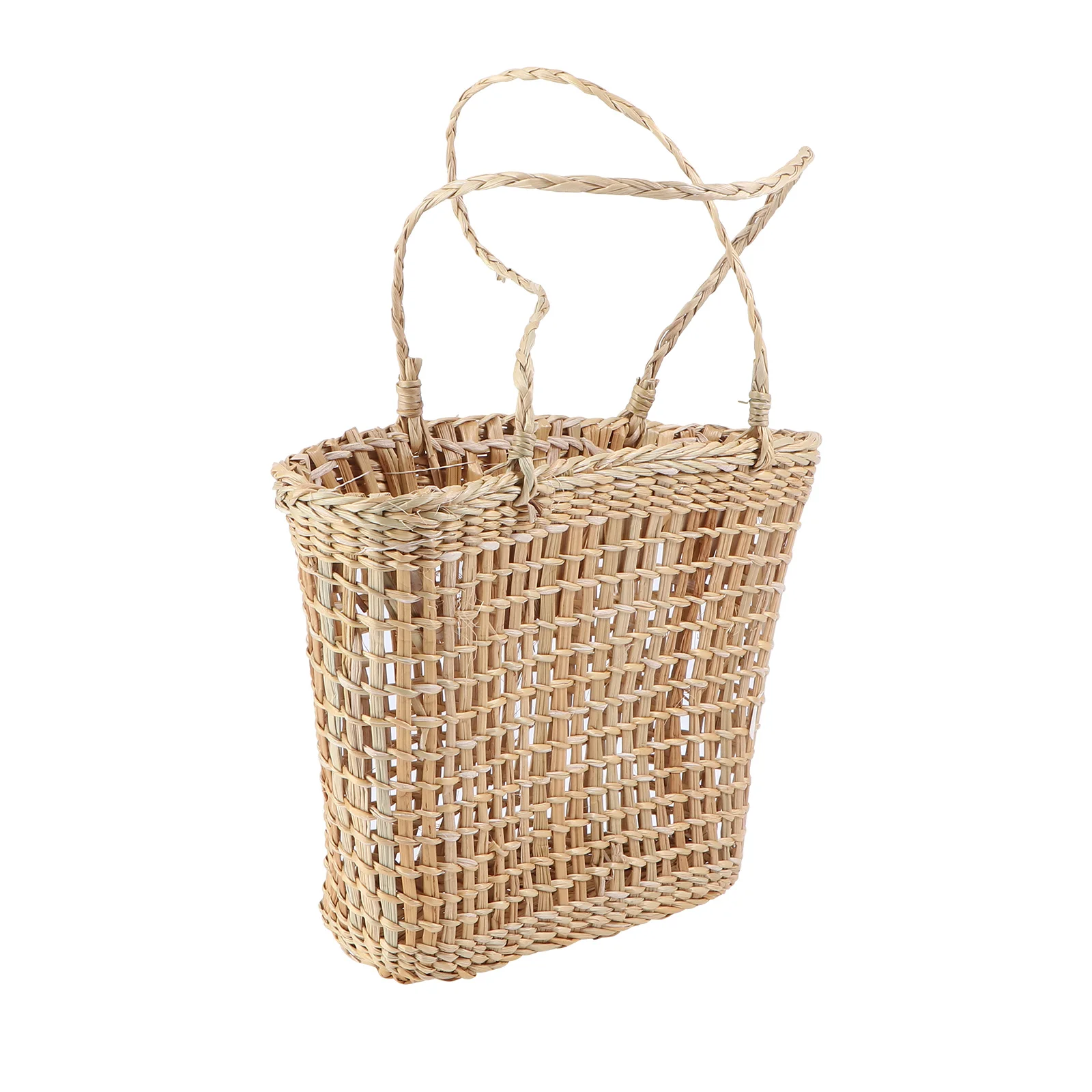 

1Pcs Handwoven Grass Storage Basket Natural Rattan Light Brown Organizer Flower Fruit Storage Sundries Organizer