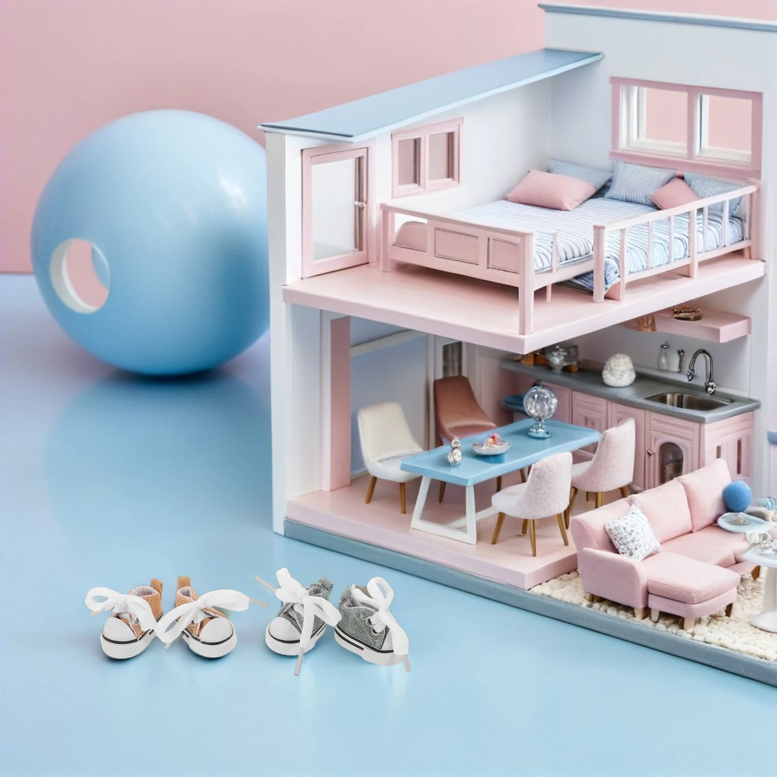 2 pièces Mini chaussures 17Cm baskets en toile réalistes pour accessoires de déguisement de maison de poupée Bjd, simulation, jouet Miniature,