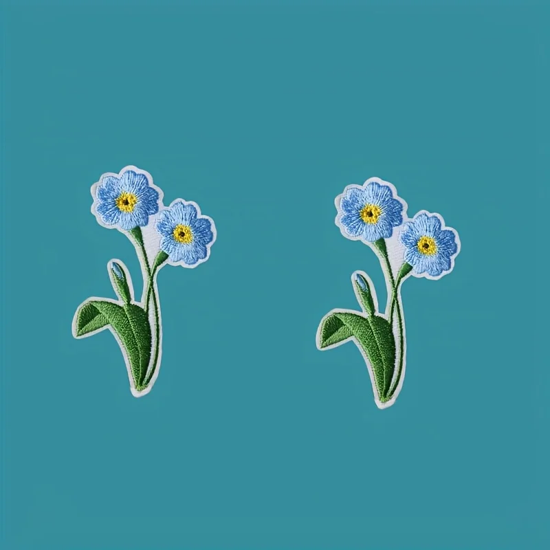 2pcs Blue Flower Patch, Dandelion Patch, Aesthetic Patch, Funny Patch, DIY Decoration Patch, Iron On Patch