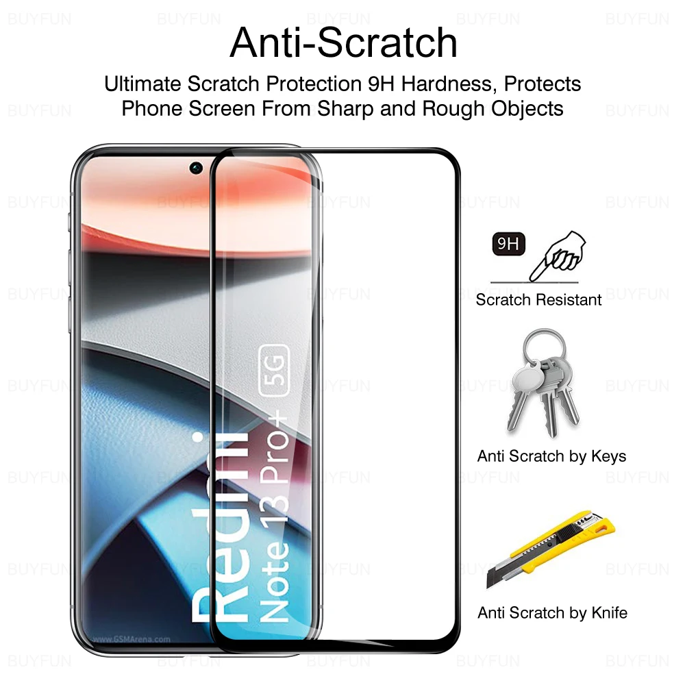 8In1ป้องกันหน้าจอกล้องสำหรับ Xiaomi redmi Note 13 Pro 5G ขอบสีดำกระจกนิรภัยบนสำหรับ Xiaomi redmi Note 13 4G Note13 Pro