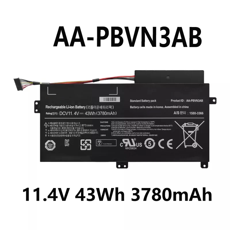 AA-PBVN3AB 11.4V 43Wh 3780mAh Laptop Battery For SAMSUNG NP370R4E  NP370R5E  NP370R5V NP450R4E  NP450R5E  NP450R4V  NP450R5V