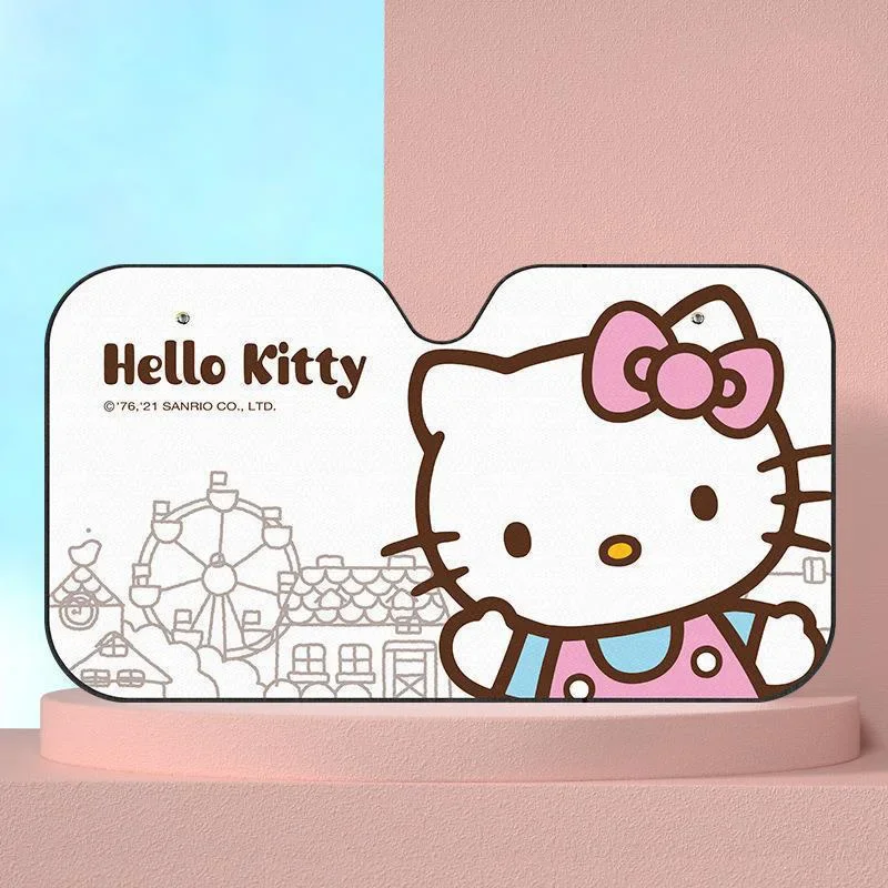 Cartoon Sanrio Car Sunshade Hello Kittys Accessories Cute Beauty Kawaii Anime Sunscreen Insulation Suction Cup Toy for Girl Gift