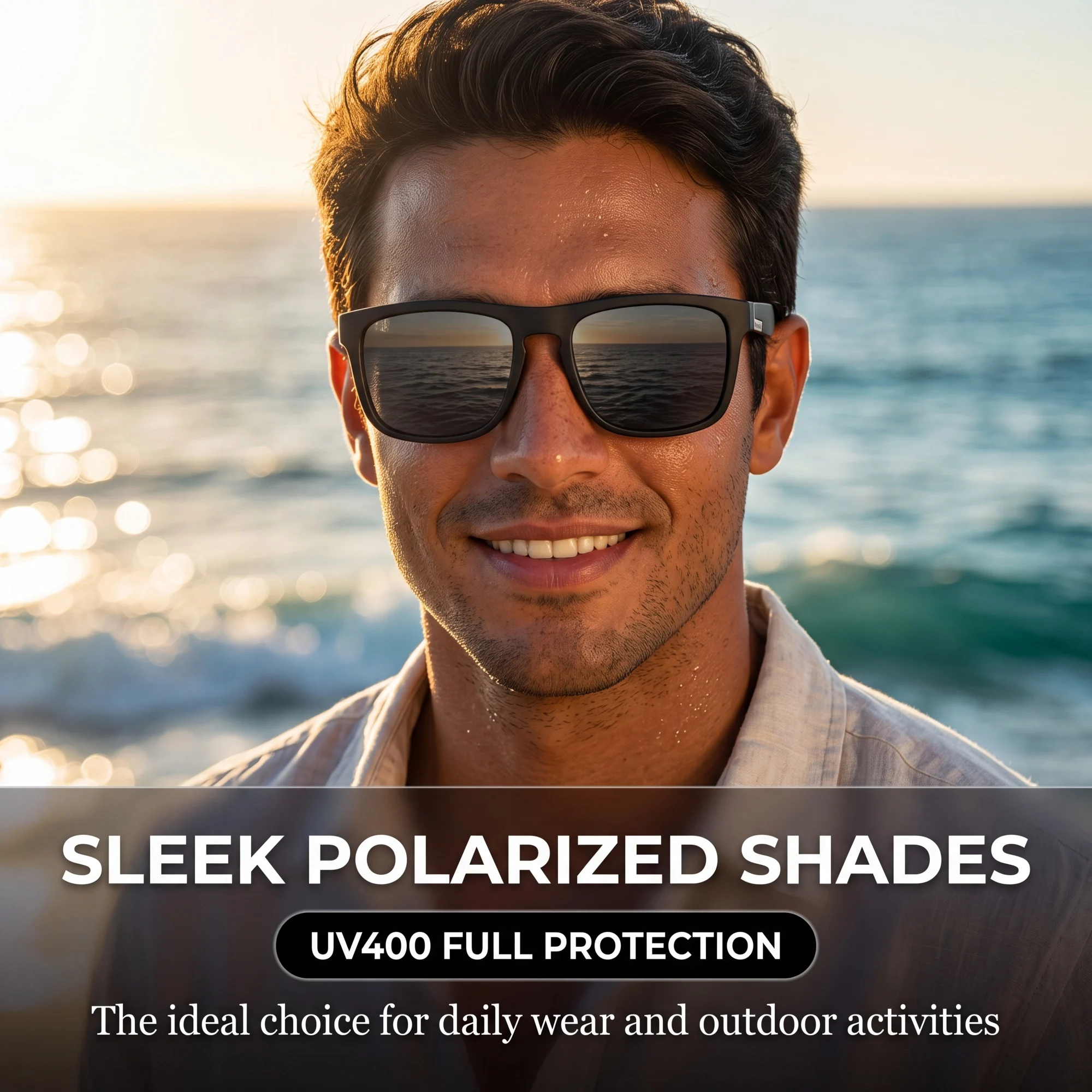 Sportliche Photochrome Polarisierte Sonnenbrille Unisex Klassischer Quadratischer Rahmen UV400 Blendschutz Ganztägiges Tragen zum Fahren Angeln Radfahren – Detail 6