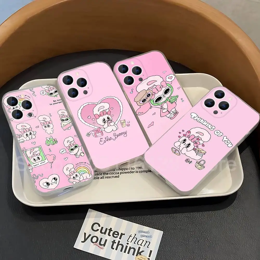 

Cute E-Esther B-Bunny Phone Case For iPhone 17,16,15,14,13,12,11 Pro,Max,Plus,X,XS,XR,SE4,E Mini Transparent Soft Cover