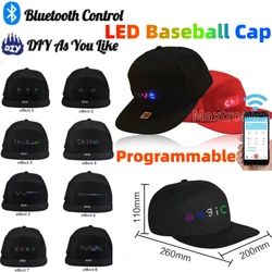 NEW LED Baseball Cap USB Rechargeable Bluetooth APP Programmable LED Scrolling Message Display Board Hip Hop Street Snapback Hat