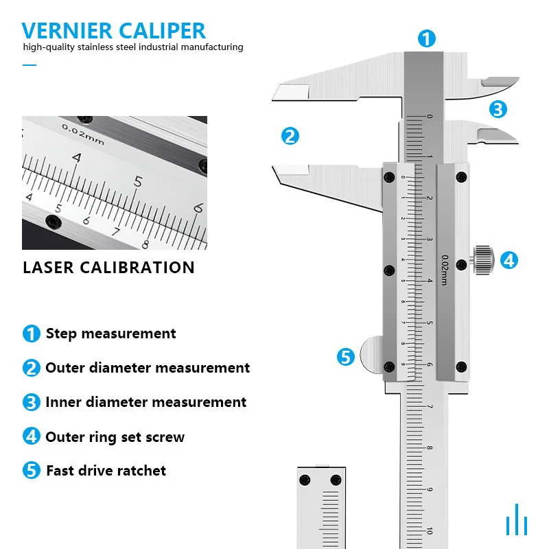 Calibrador Vernier de 6 ", 0-150mm, 0,02mm, calibradores de Metal, micrómetro, herramientas de medición