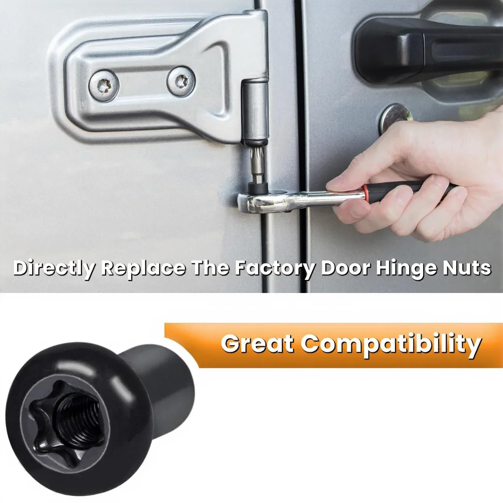 

8PCS Car Door Hinge Nut Replacement Aluminum Alloy Screw For Jeep For Wrangler JK For JL Sports For Rubicon 2007–2020