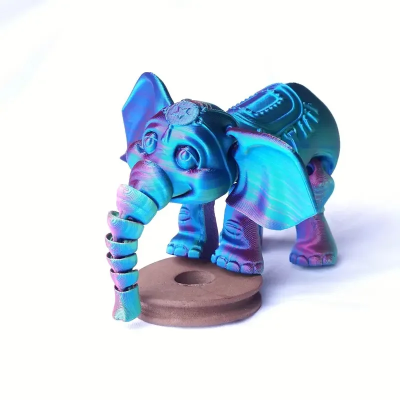 3D printed elephant model, freely moving articulated dragon, creative collection, desktop decoration, animal model