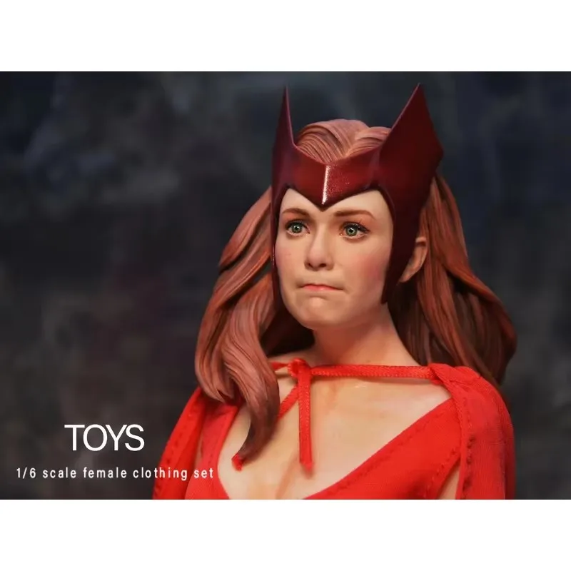 1/6 Scale Scarlet Witch Tights Red Cloak Combat Suit Clothes Set Model Fit 12'' Female Soldier Action Figure Accessory Dolls Fan