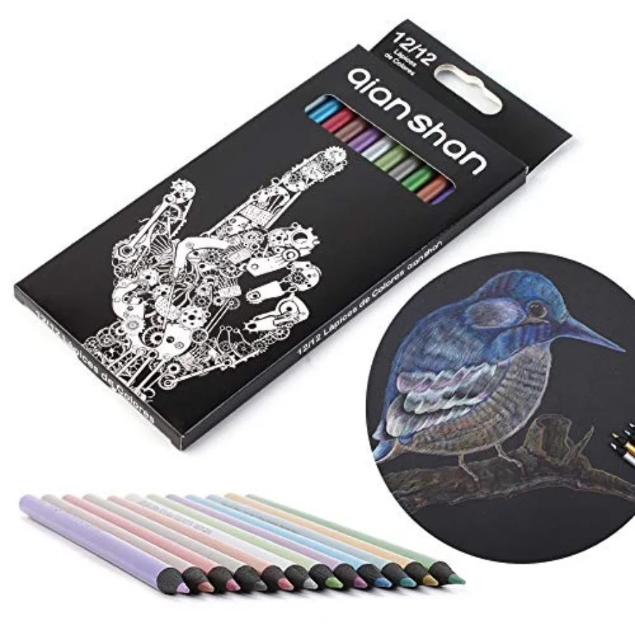 Colo Colors - Non-toxic Black Wood Colo Pre-sharpened Wooden Sketching Set for Adults Coloring Book, Art Drawing, Black Paper,