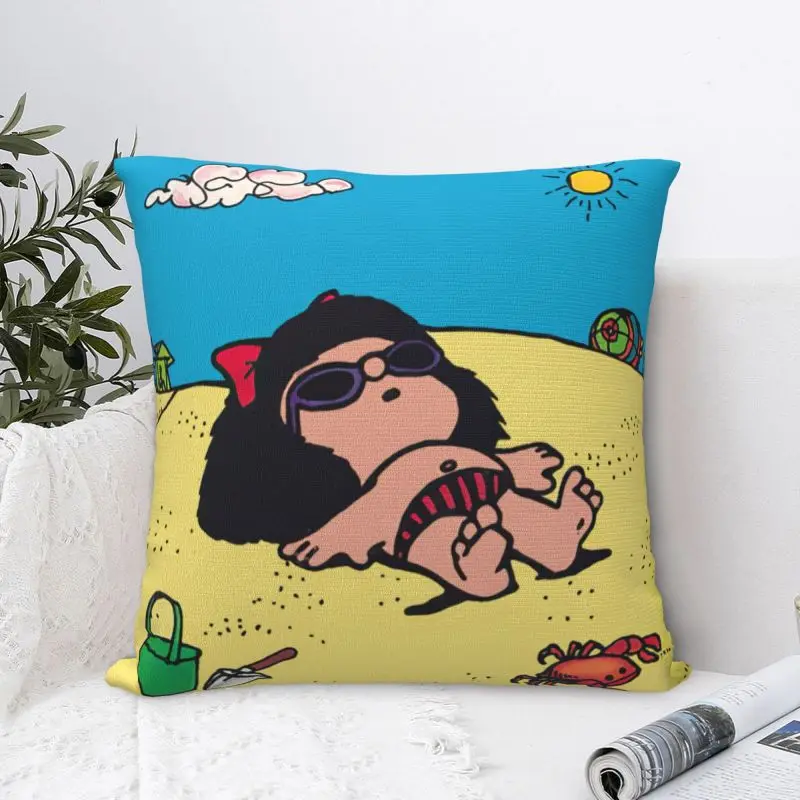 Custom Humor Mafaldas Quino Comic Cartoon Manga Modern Throw Pillow Covers Car Cushion