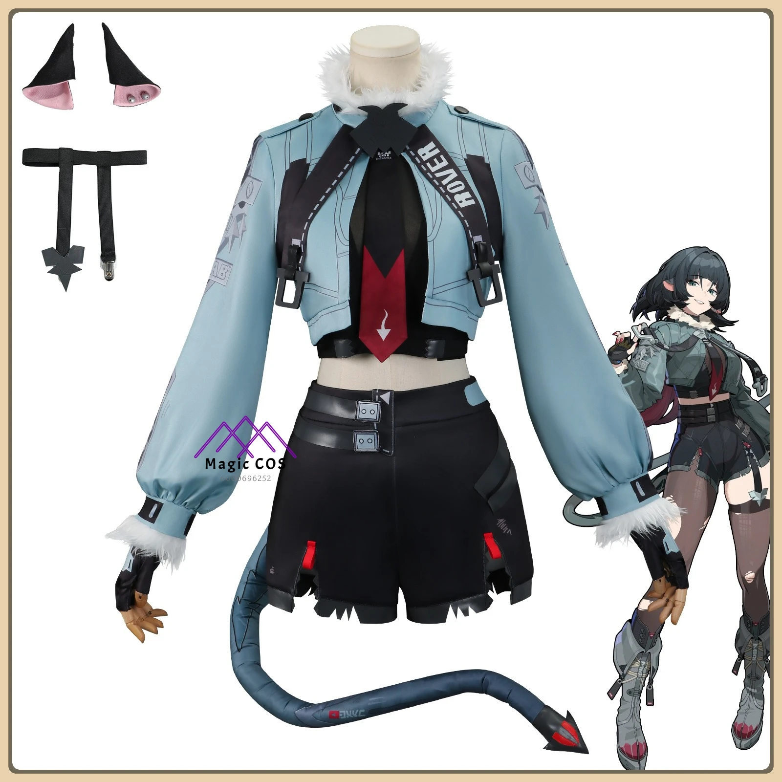 

Zenless Zone Zero Jane Doe Cosplay Costume Women's Black & White Utility Jacket High Quality Game Outfit for Comic Con Party