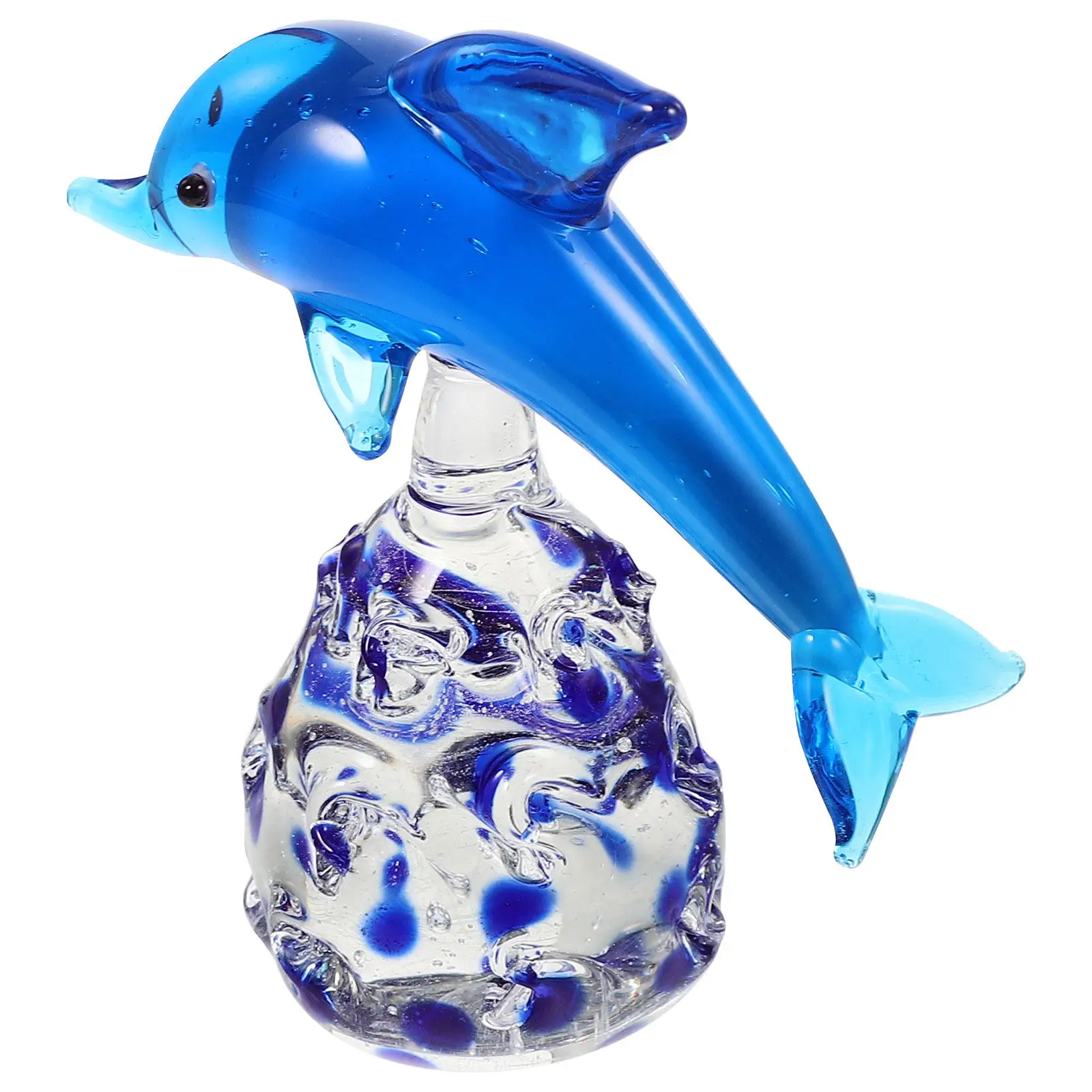 Glass Dolphin Desktop Decor Colorful Vivid Shape Table Ornament Home Adornment Office Desk Decor Desktop Decoration