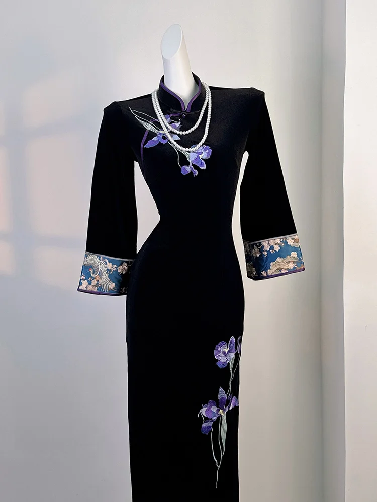 

Новое зимнее утепленное платье Bla Slim Fit в национальном стиле с эффектом утяжки талии и стройнящим эффектом, женское, с длинным рукавом